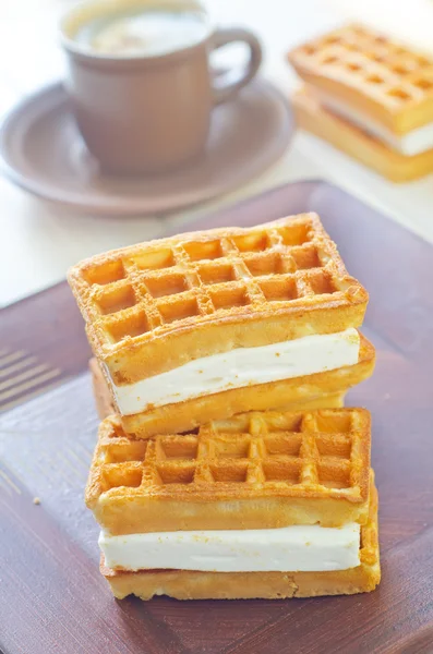 Waffles and coffee — Stock Photo, Image