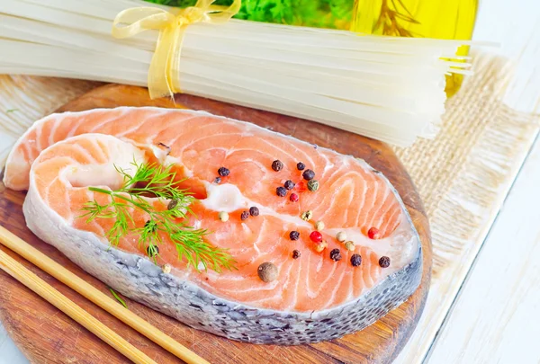 Salmon on a cutting board — Stock Image Salmon on a cutting board Stock Picture