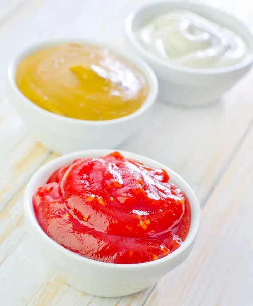 Sauces sauces in bowls — Stock Photo, Image