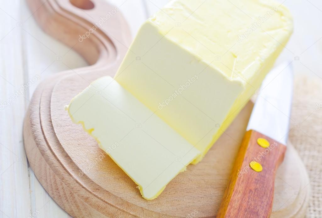 butter on a wooden board
