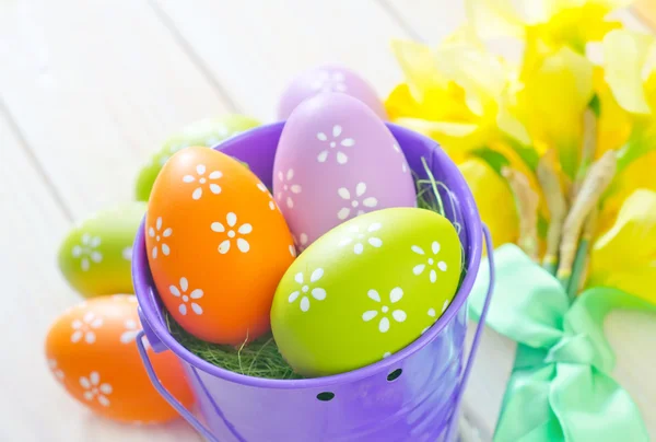 Easter eggs in the bucket — Stock Photo, Image