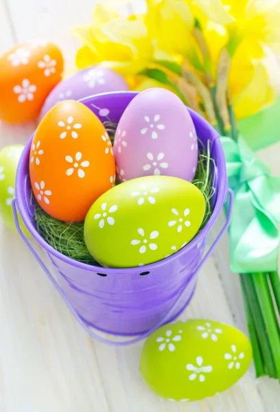 Easter eggs in the bucket — Stock Photo, Image