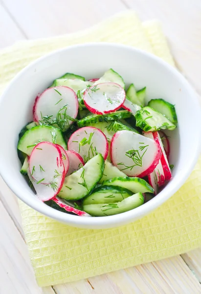 Frisk salat med agurk og radise - Stock-foto