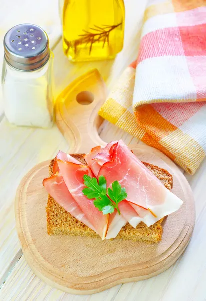 Sandwich with ham — Stock Photo, Image