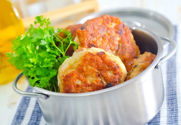 Cutlets in pan — Stock Photo, Image