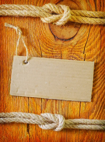 Kötél és üres a fából készült háttér — Stock Fotó