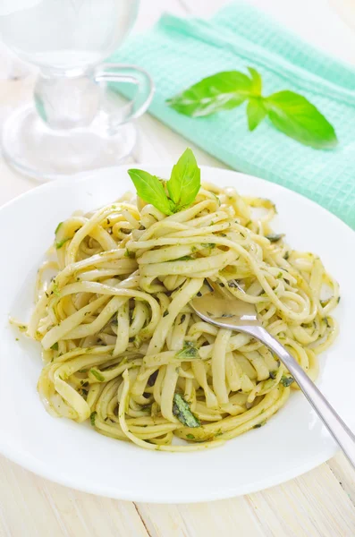 Pasta with pesto Stock Picture