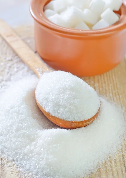 Sugar and spoon — Stock Photo, Image