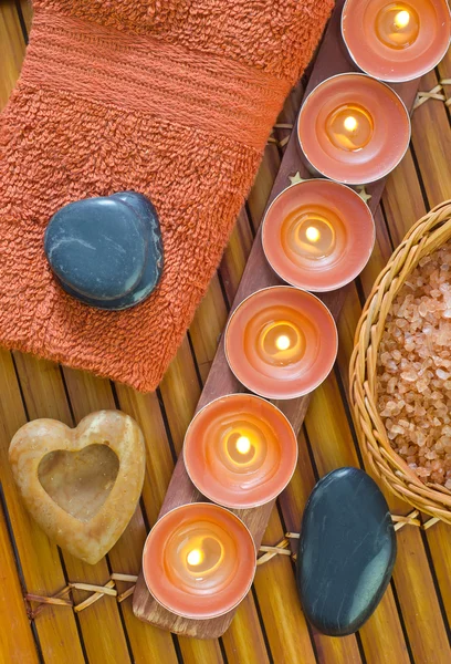 Seife, Salz und Kerzen — Stockfoto