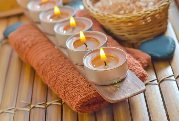 Sapone, sale e candele — Foto Stock