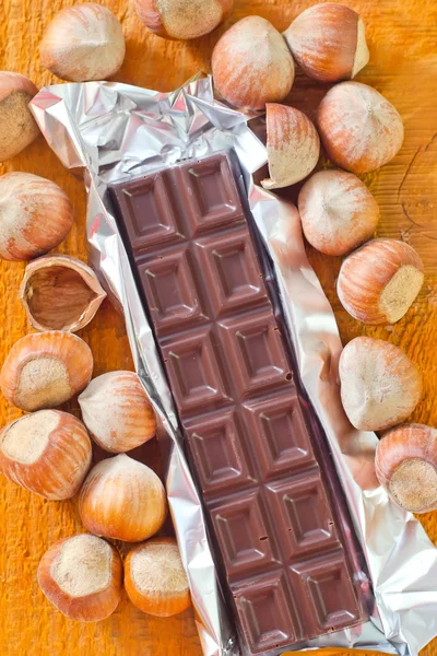 Chocolate with nuts — Stock Photo, Image