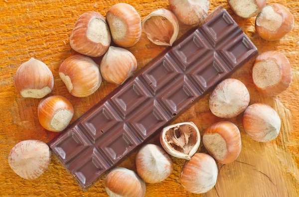 Chocolate with nuts — Stock Photo, Image