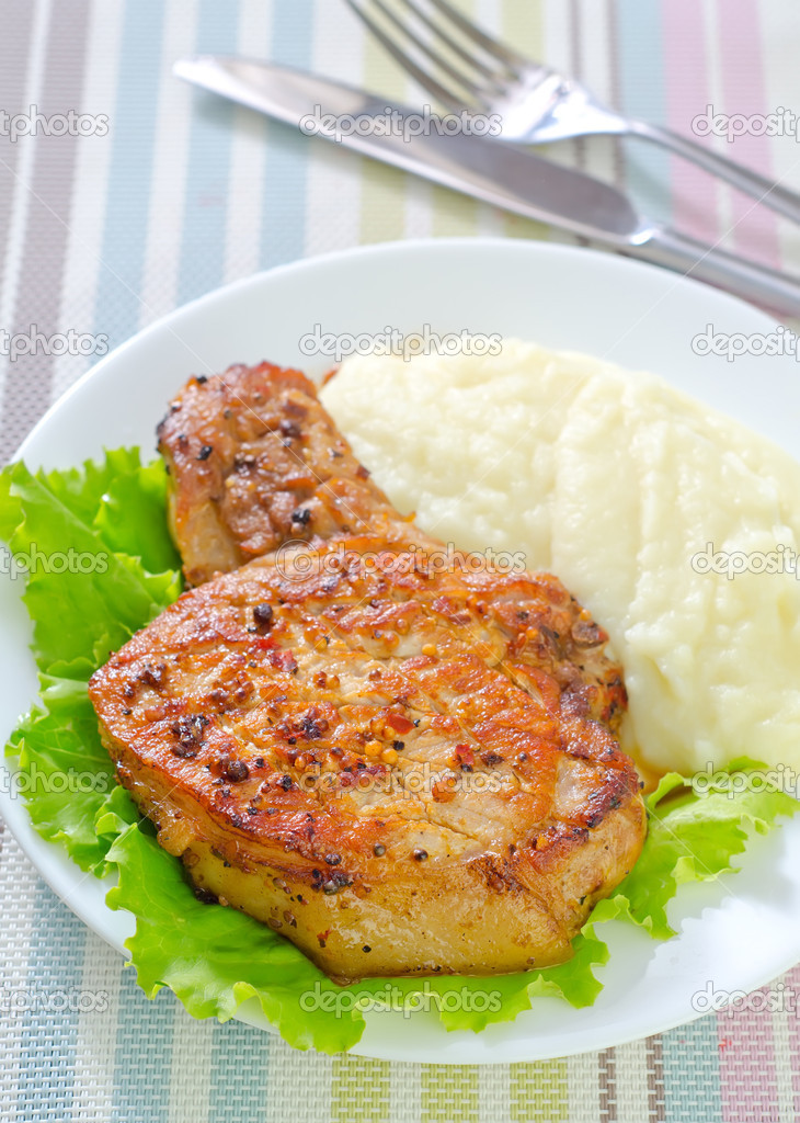 Steak with mashed potato — Stock Photo © tycoon #26028355