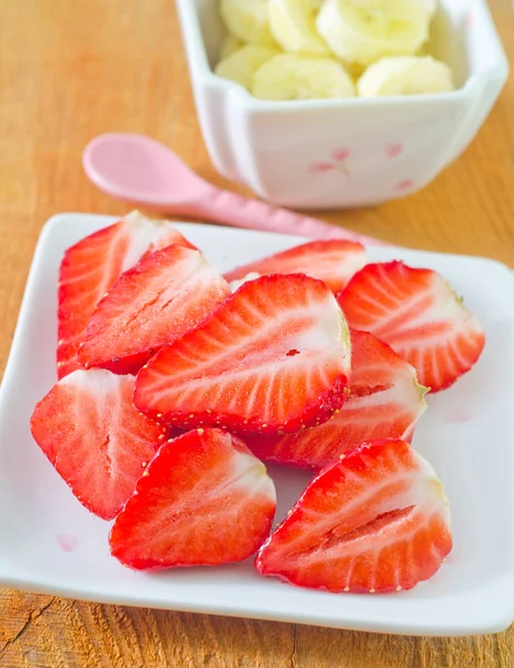 Strawberry and banana — Stock Photo, Image