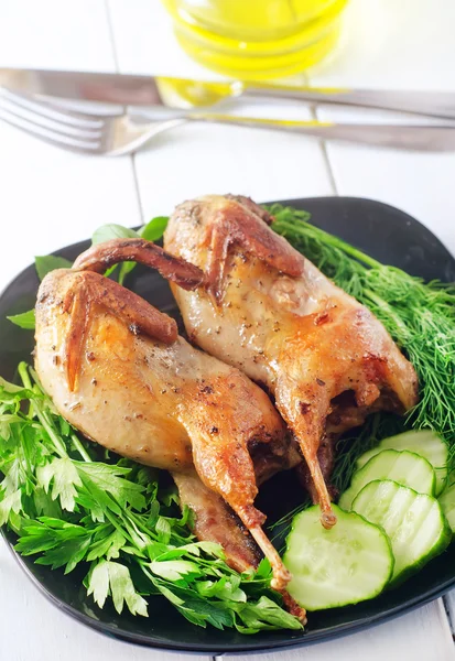 Fried quail — Stock Photo, Image