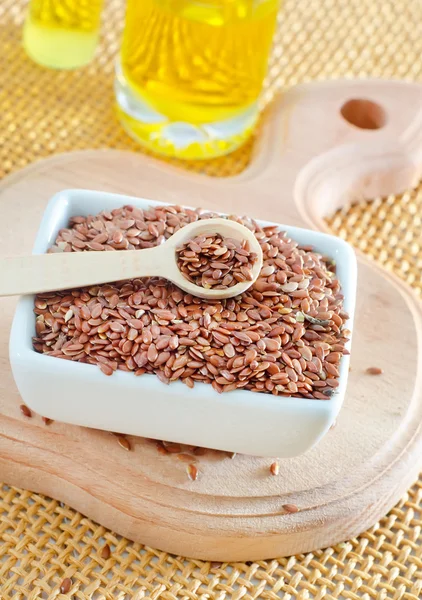 Flax seed and oil — Stock Photo, Image