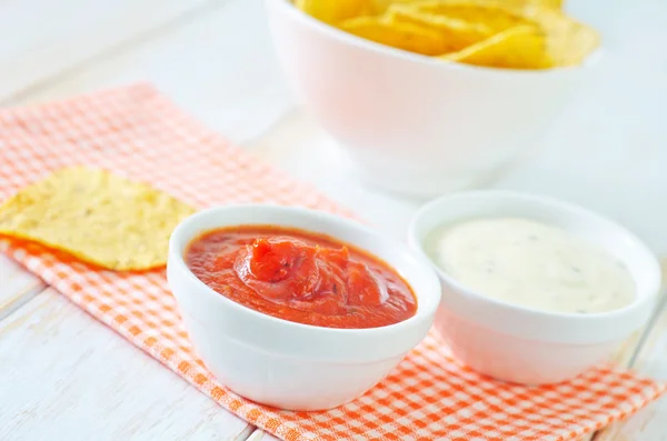 Sauces for nachos — Stock Photo, Image