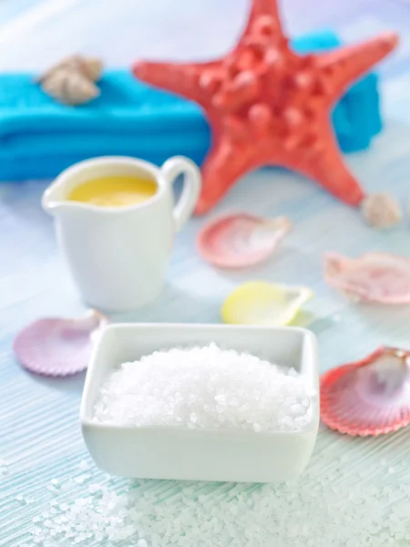 Tengeri só és a héj — Stock Fotó