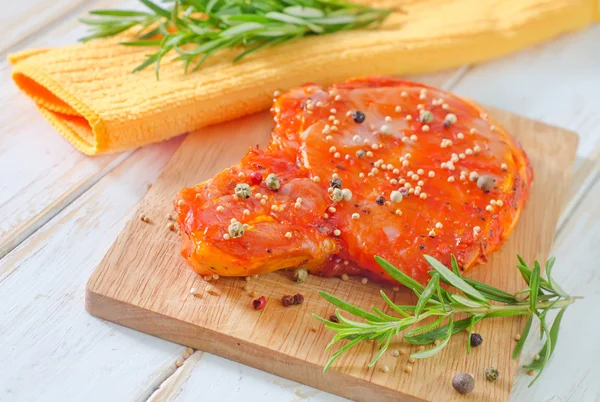 Raw steak with aroma spices — Stock Photo, Image