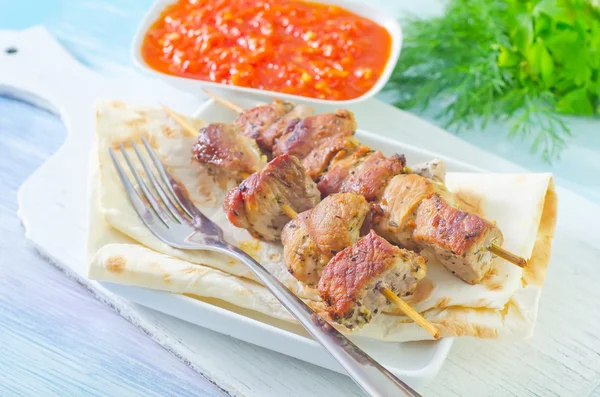 Kebab on lavash — Stock Photo, Image