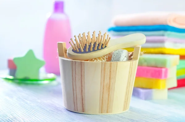 Spa setting with hair brush — Stock Photo, Image