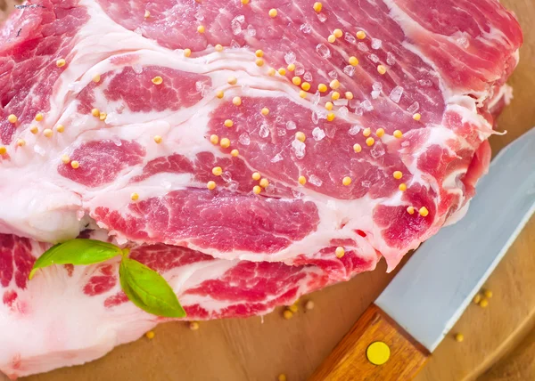 Rohes Fleisch mit Gewürz — Stockfoto