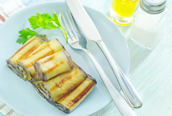 Aubergine rolletjes — Stockfoto