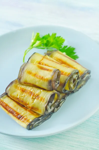 Aubergine rolletjes — Stockfoto