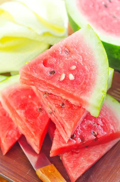 Wassermelone in Scheiben geschnitten — Stockfoto