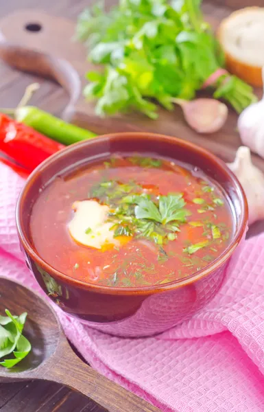 Fresh beet soup — Stock Photo, Image