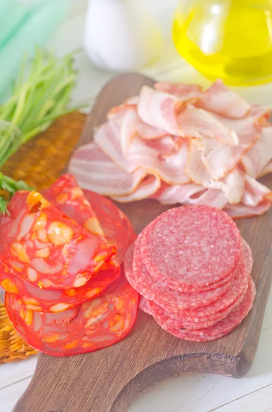 Salame e bacon — Fotografia de Stock
