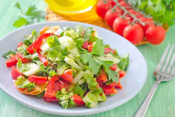 Salade met een plaat — Stockfoto