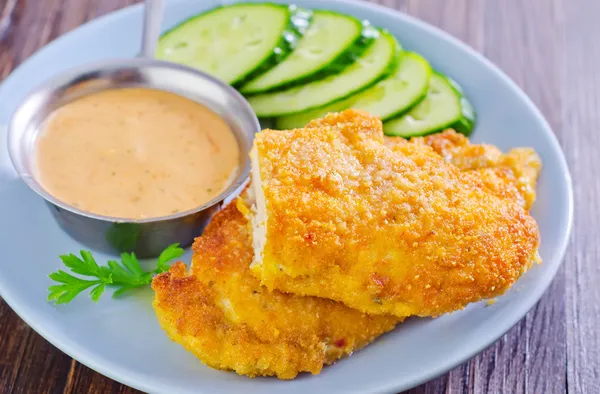 Schnitzel on the plate — Stock Photo, Image