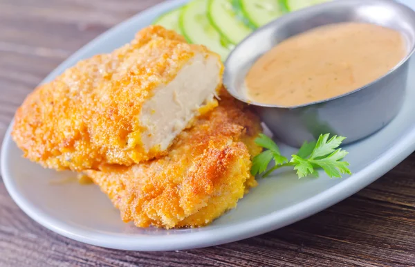 Schnitzel on the plate — Stock Photo, Image