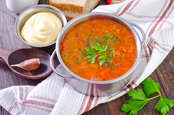 Suppe mit Fleisch — Stockfoto