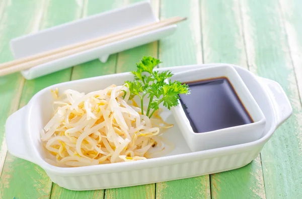 Sprouts and soy sauce — Stock Photo, Image