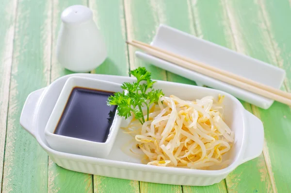 Sprouts and soy sauce — Stock Photo, Image