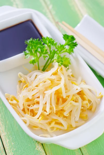 Sprouts and soy sauce — Stock Photo, Image