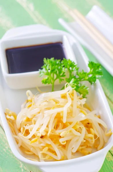 Sprouts and soy sauce — Stock Photo, Image