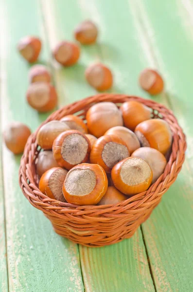 Hazelnuts in the basket — Stock Photo, Image