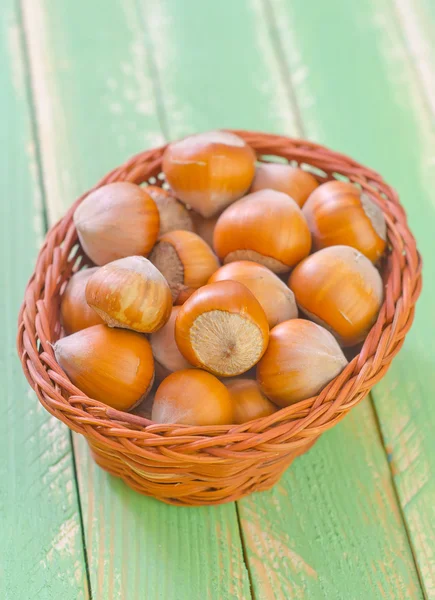 Hazelnuts in the basket — Stock Photo, Image