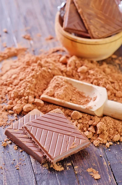 Cocoa and chocolate — Stock Photo, Image