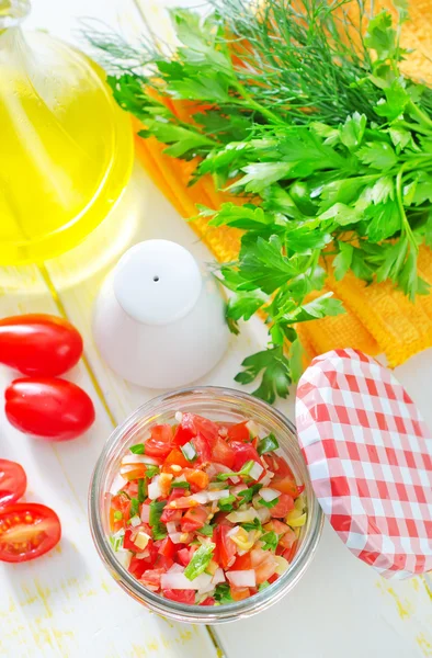 Salsa in a jar — Stock Photo, Image