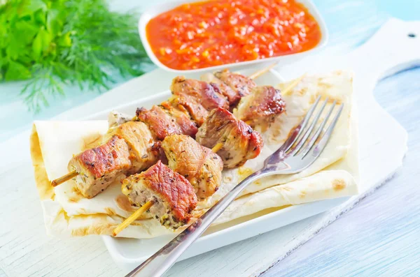 Kebab on lavash — Stock Photo, Image