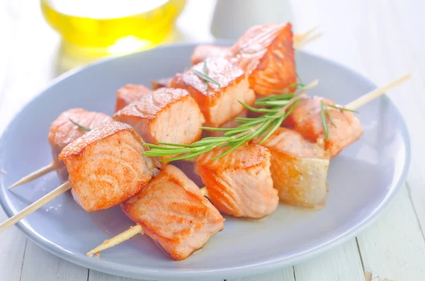 Salmon kebab — Stock Photo, Image