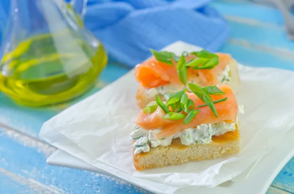 Canape with salmon — Stock Photo, Image