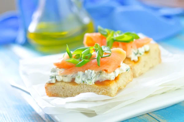 Canape with salmon — Stock Photo, Image