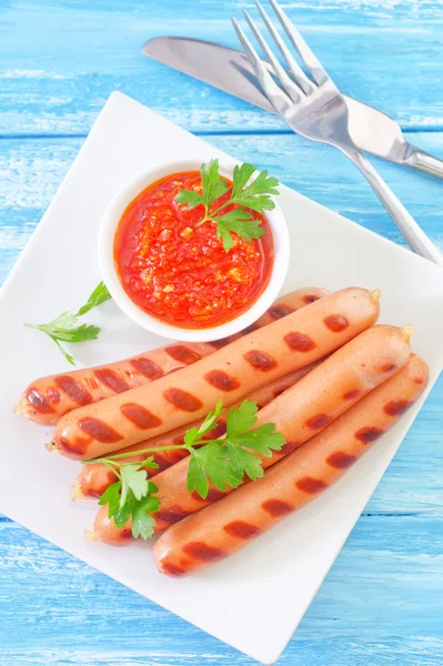 Worst met saus — Stockfoto