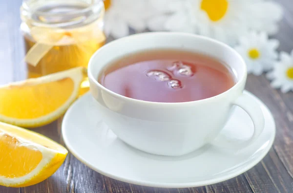 Tea with lemon and honey — Stock Photo, Image