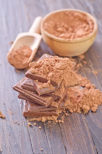 Cocoa and chocolate — Stock Photo, Image